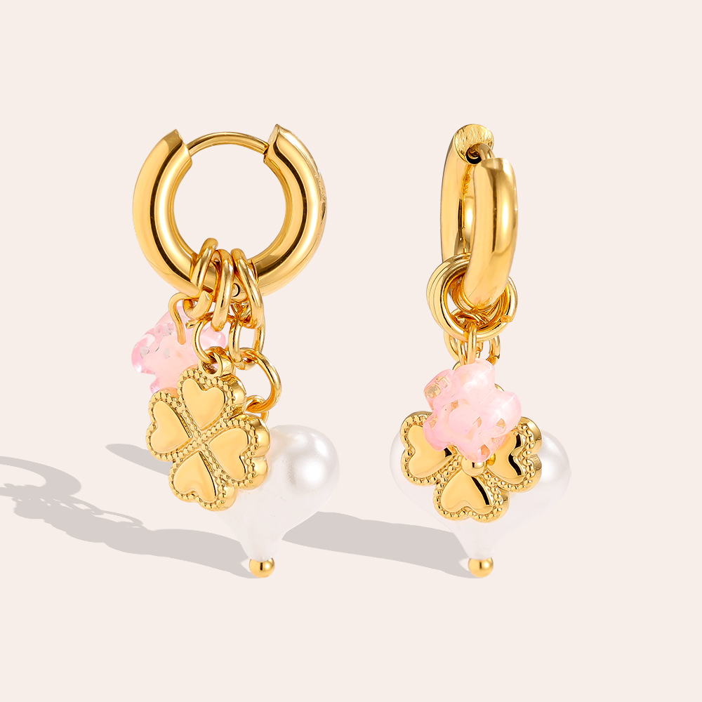 3.5*1.4cm Pearly Heart Edelstahl Ohrringe  