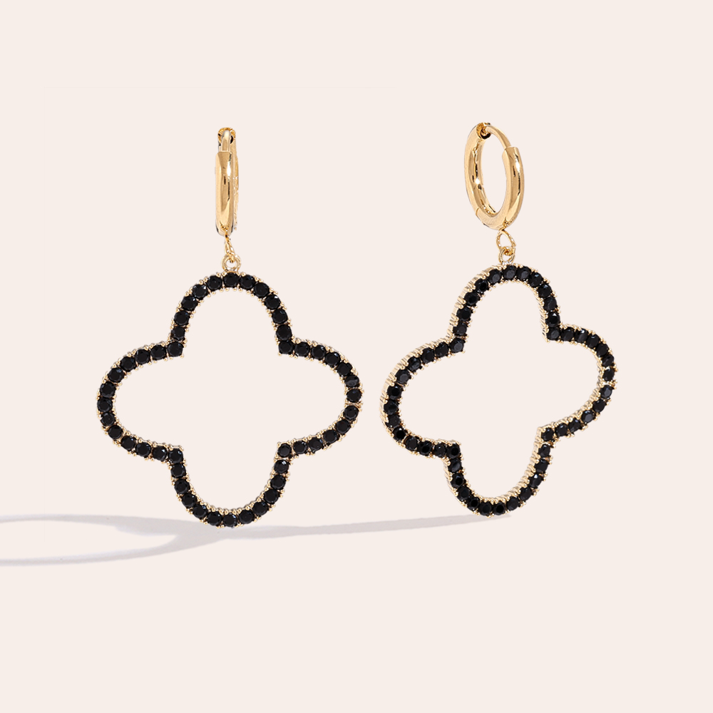 Sparkling Hollow Diamonds Clover Edelstahl Ohrringe   