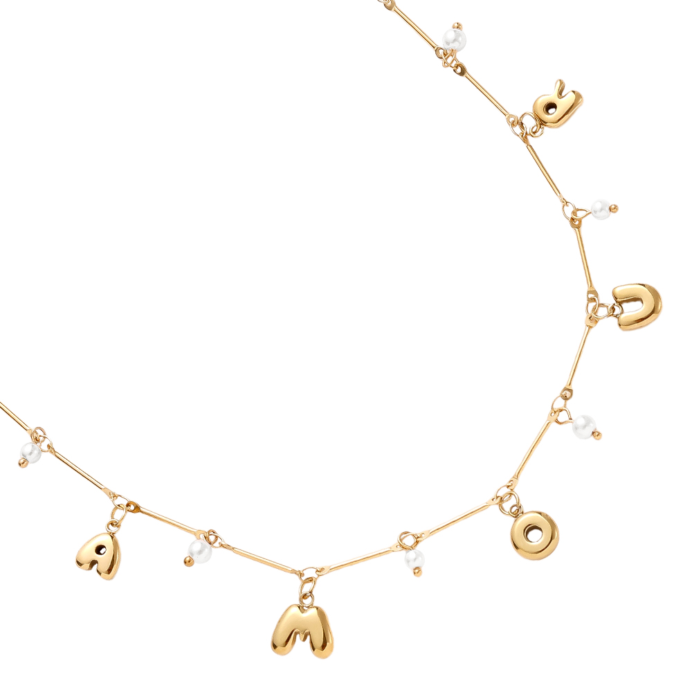 Edelstahl Halskette 40cm AMOUR With Pearl