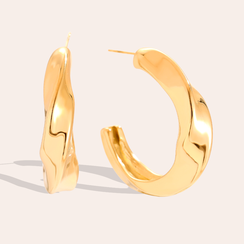 35mm Classic Twist Half Hoop Edelstahl Ohrringe         