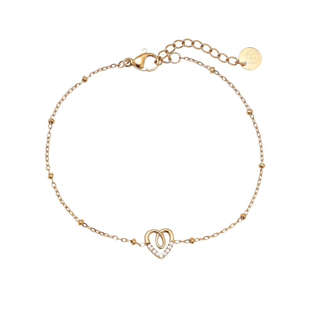 17cm Sweet Diamond Heart Edelstahl Armkette     