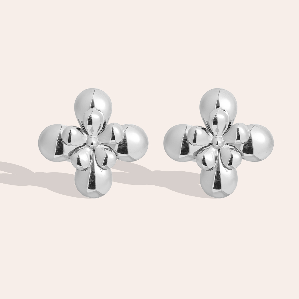 2.3cm Schöne Blume Edelstahl Ohrringe     