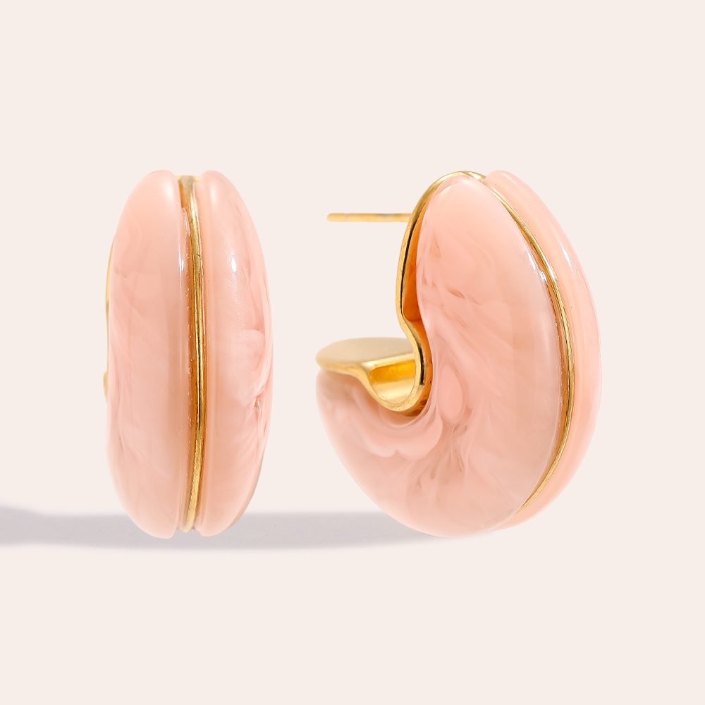 25mm Half Hoop Moon Resin Edelstahl Ohrringe       