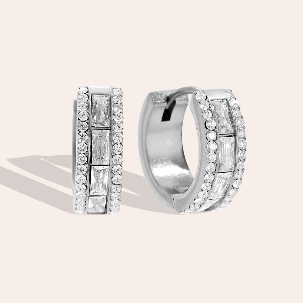 12mm Diamond Vintage Hoop Edelstahl Ohrringe    