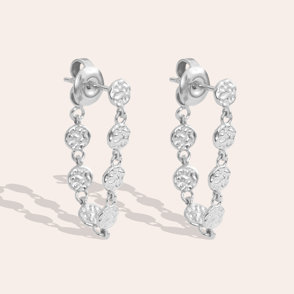 50mm unregelmäßige kleine Scheibe Edelstahl Ohrringe  