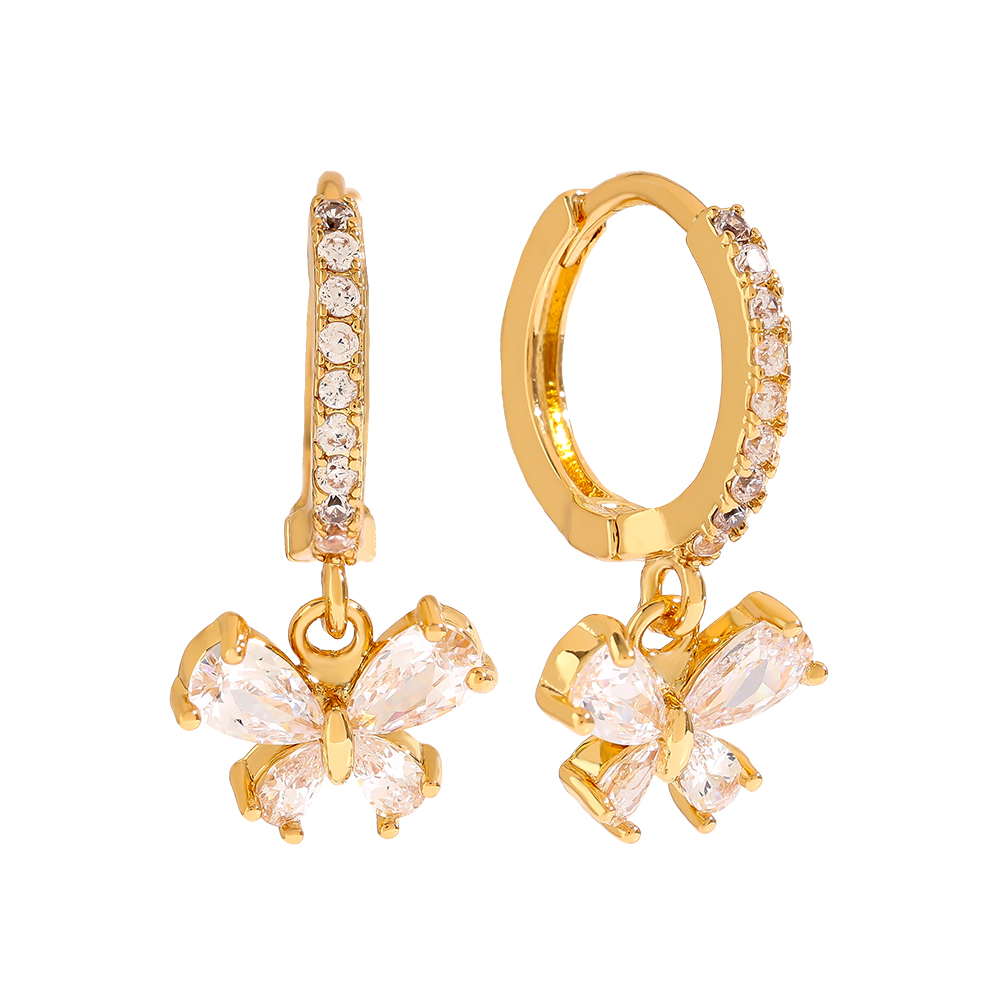 21mm Diamond Butterfly Gold Plated Earrings   