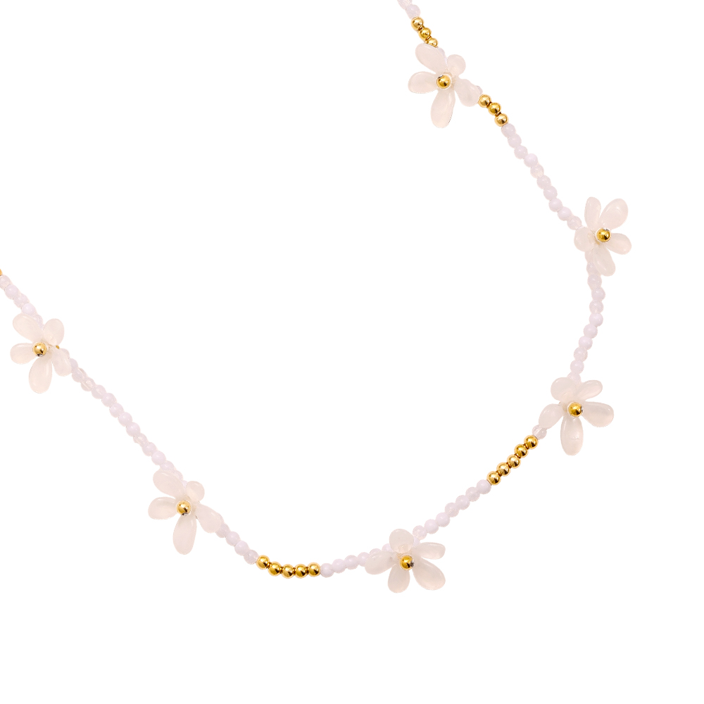 105cm Pretty Resin Flower Edelstahl Halsketten  