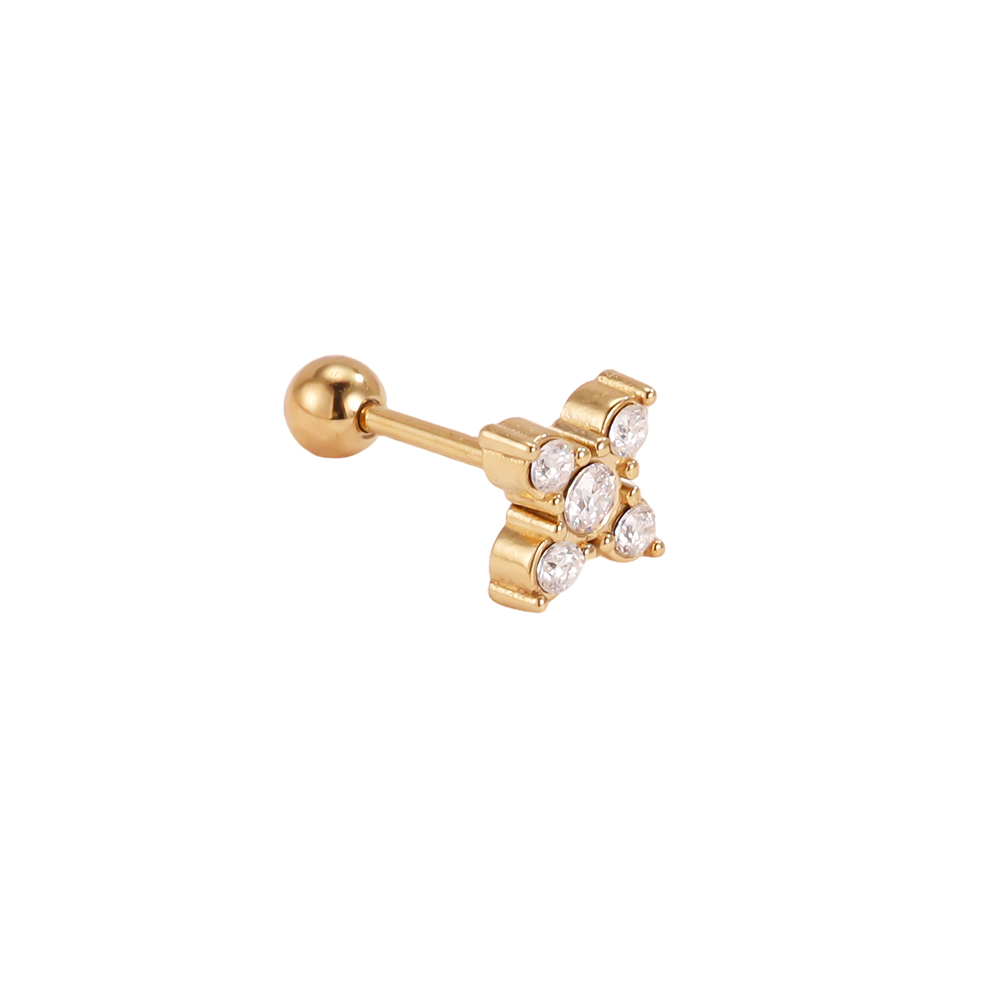 Edelstahl Piercing 12mm Mini Zirkonia Blumen Kleeblatt