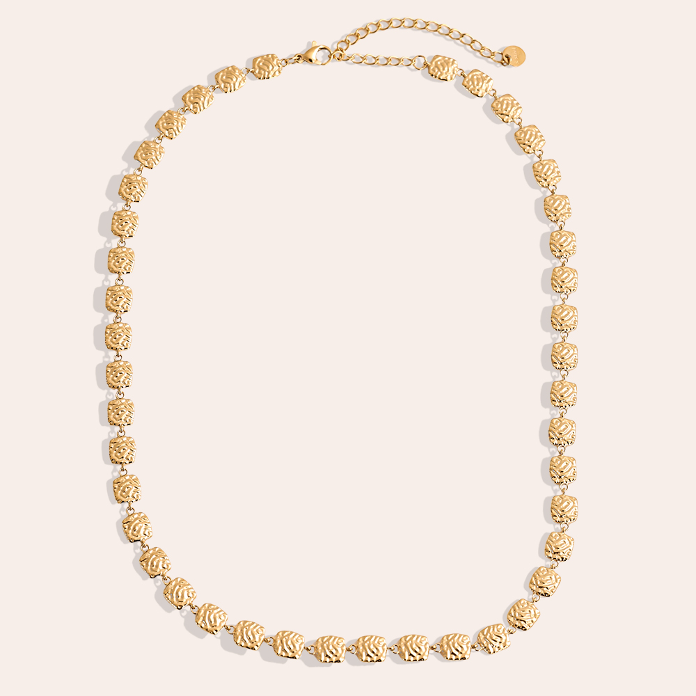 43cm unregelmäßige Quadrate Edelstahl Halskette    