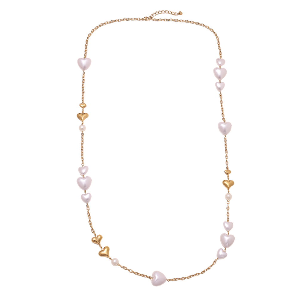 102cm Acrylic Hearts And Gold Hearts Edelstahl Halsketten  