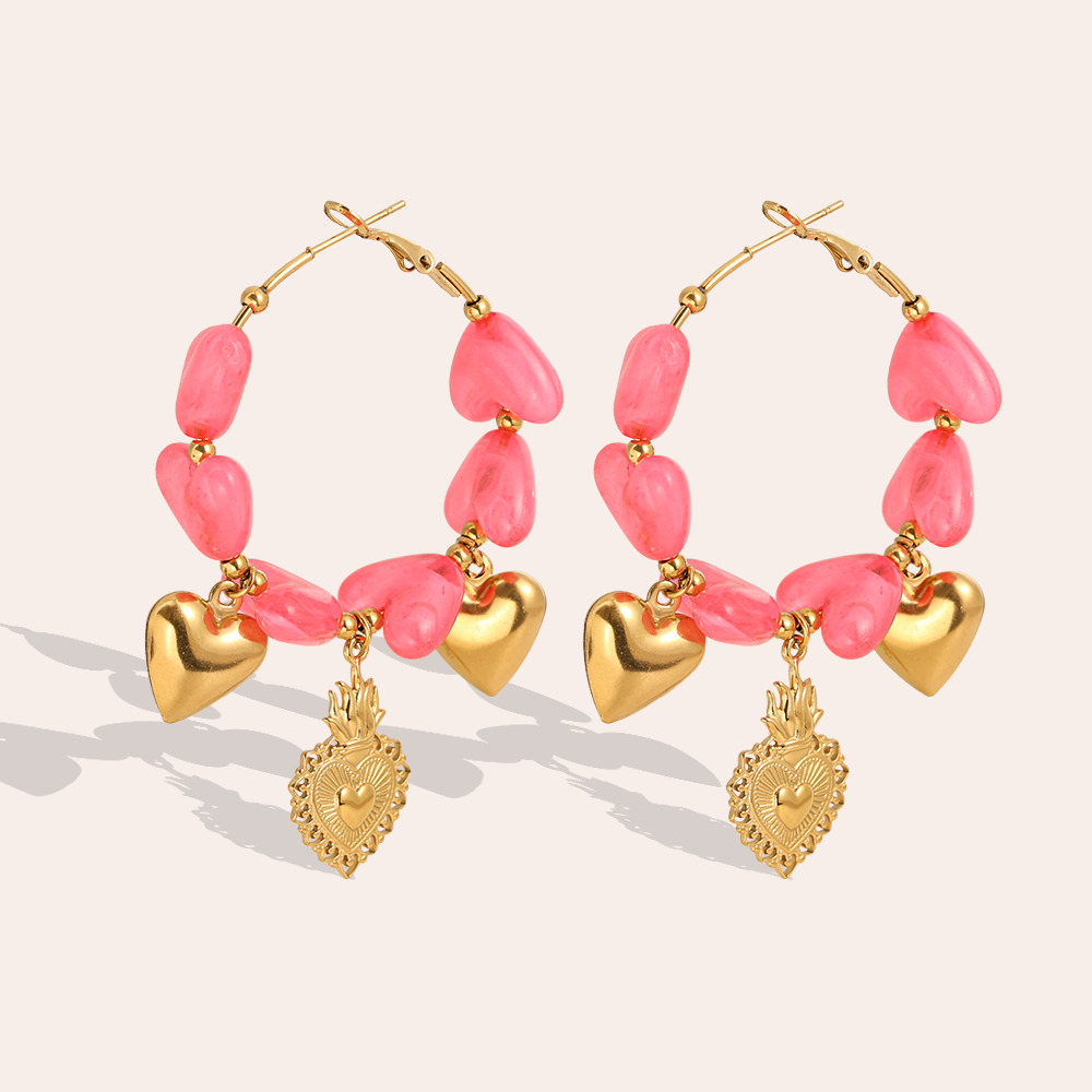 65mm Acrylic Hearts Hoop Edelstahl Ohrringe    