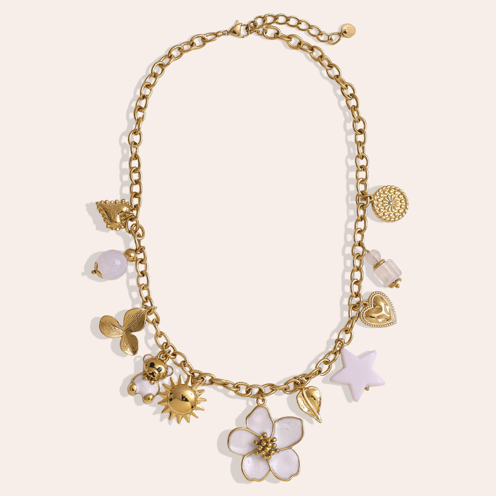 42cm Resin Blumen Sonne Anhänger Edelstahl Halskette