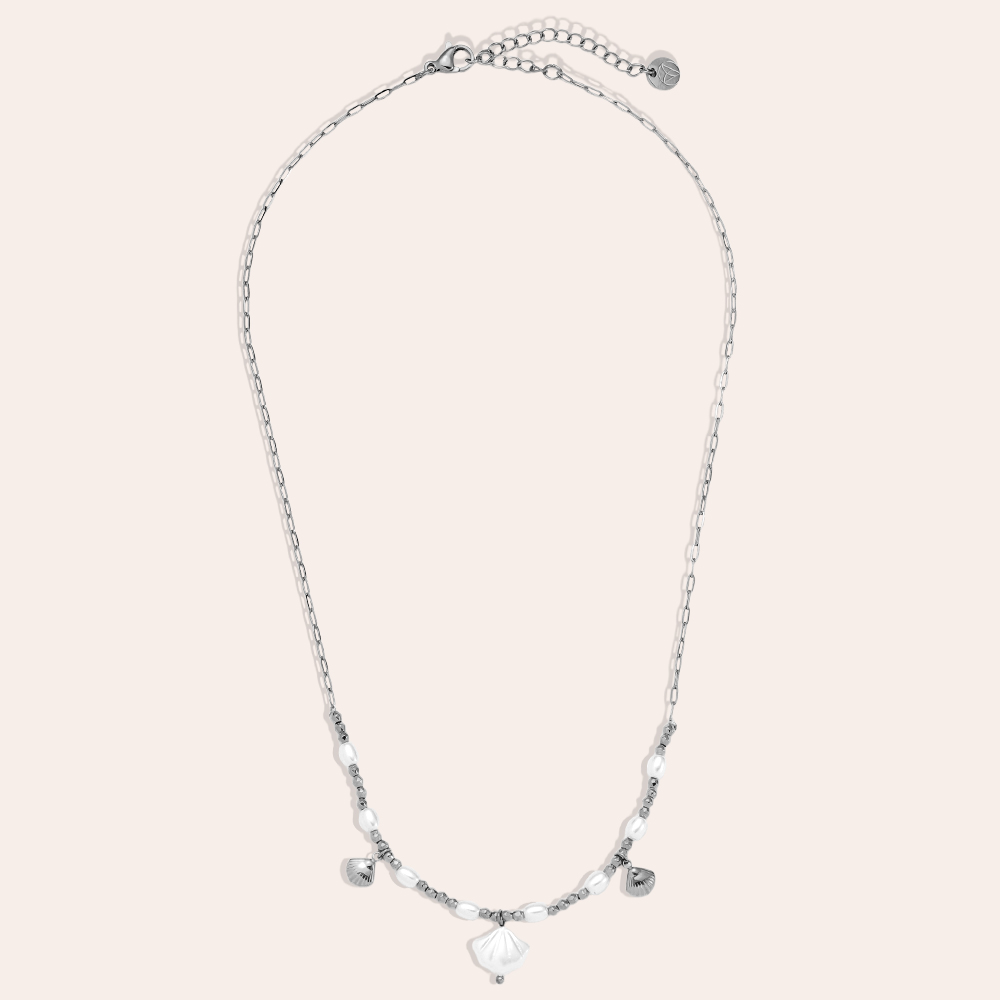 40cm Pearly Shell Edelstahl Halskette