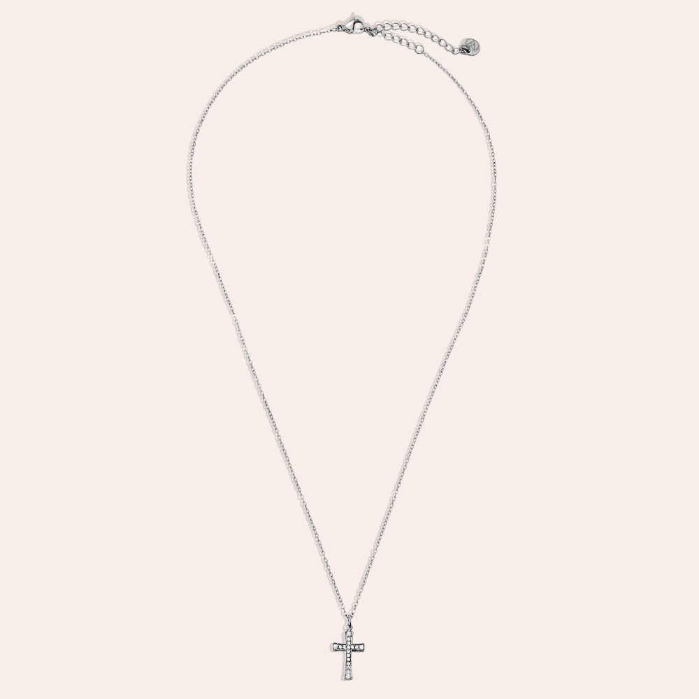 40cm Fine Diamond Cross Edelstahl Halskette    