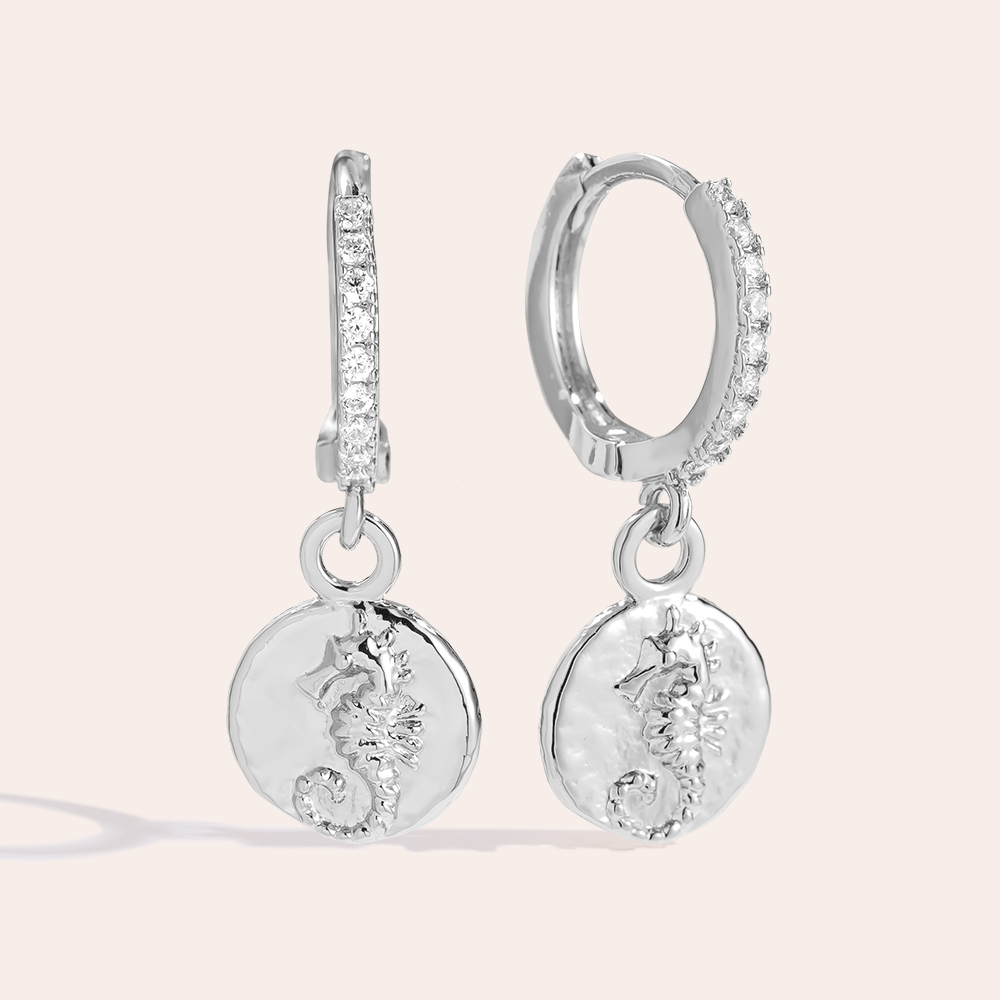 2.6cm Seahorse Diamond Vergoldete Ohrringe