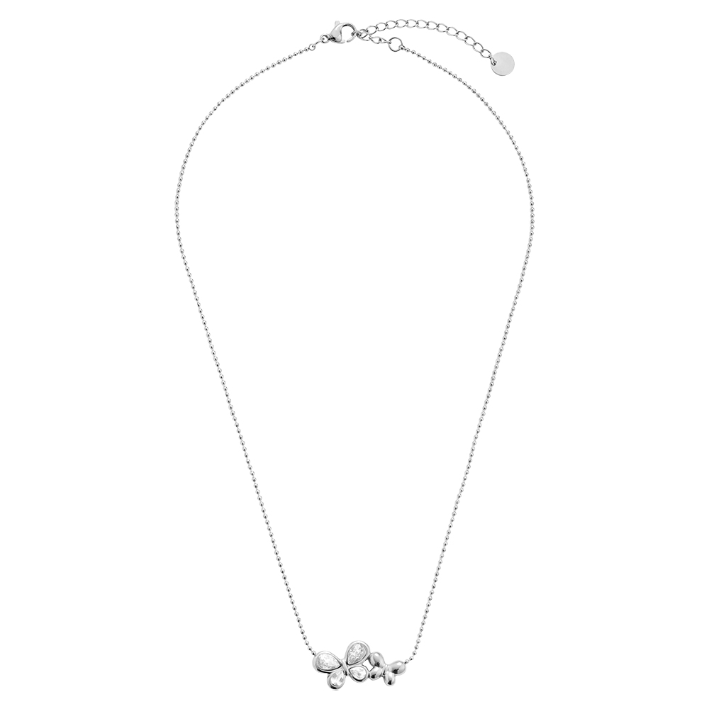 40cm Doppel Strassstein Schmetterling Edelstahl Halskette