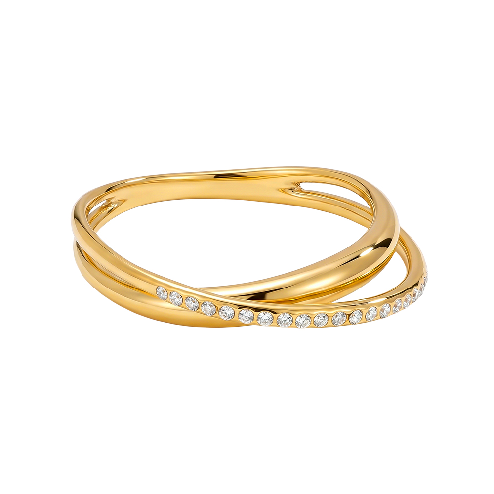 gekreuzter Zirkonia Edelstahl Ring    