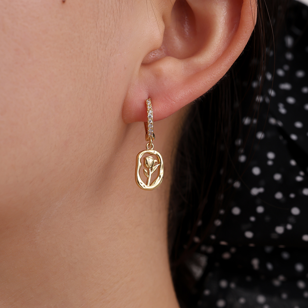 27mm Rose Print Vergoldete Ohrringe      