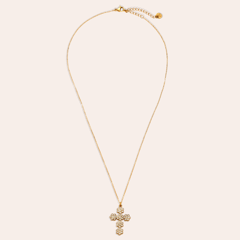 39cm Diamond Nice Cross Edelstahl Halskette      