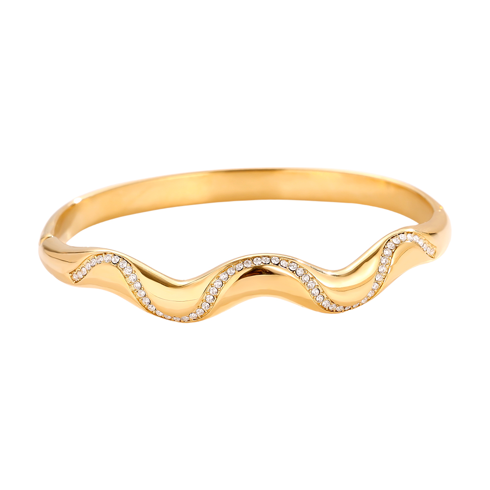 6cm Nice Diamond Wave Edelstahl Armreif  