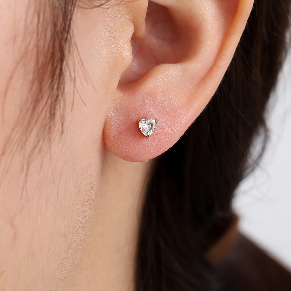 5mm Mini Diamond Heart Edelstahl Piercing       