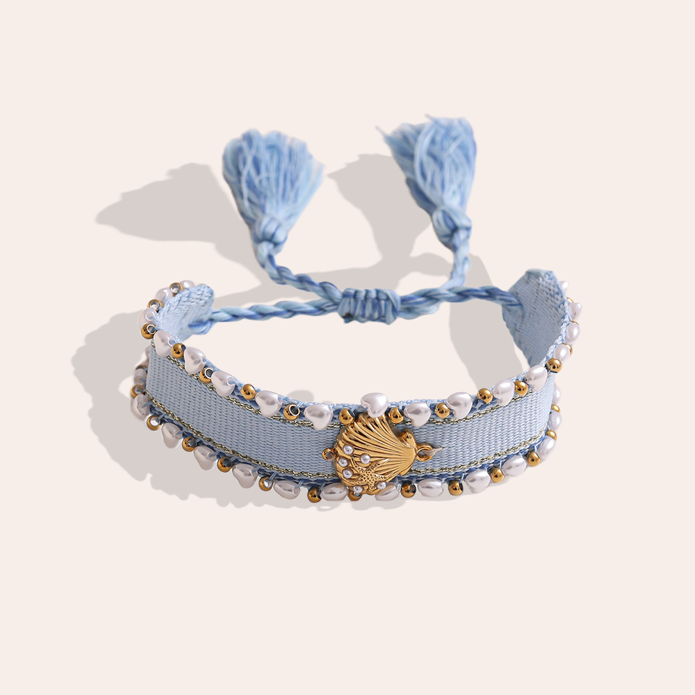 Muschel auf einem Polyesterbeutel Edelstahl Armband