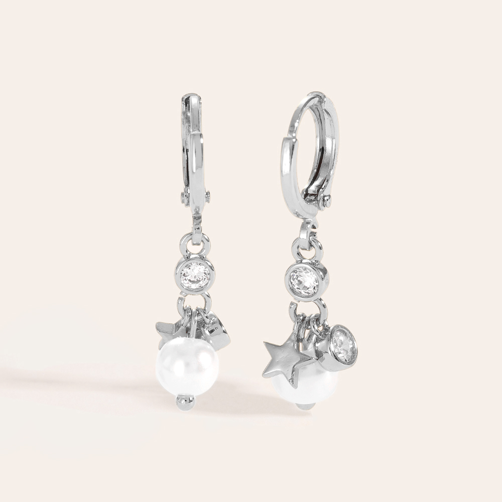 Vergoldete Ohrringe Diamond Pearl And Star