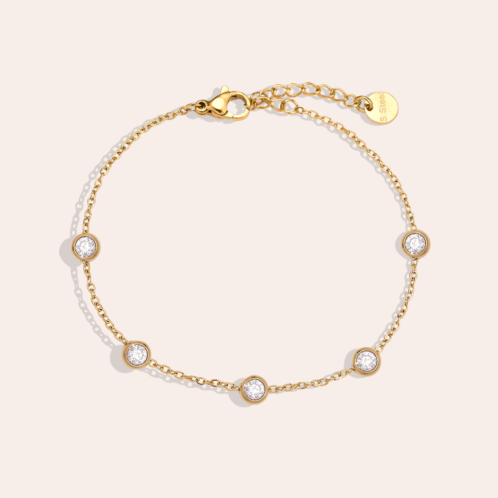 17cm Five Diamond Dots Edelstahl Armkette       