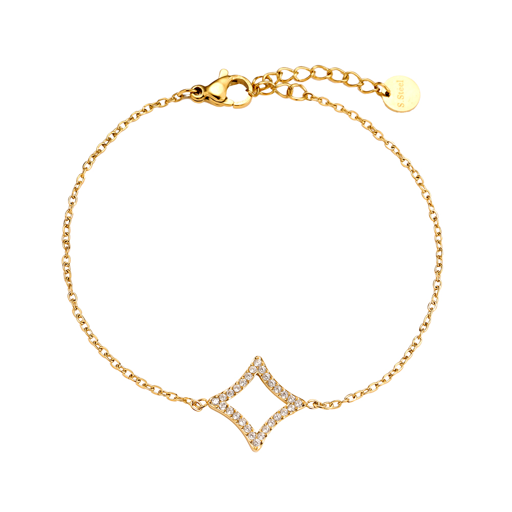 17cm Diamond Rhombus Edelstahl Armband    