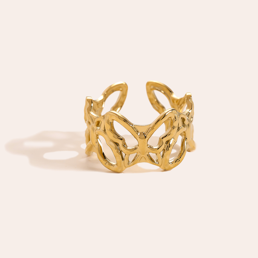 adjustable Butterfly Edelstahl Ring