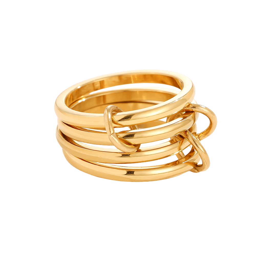 Simple Four Layer Ring Set Edelstahl Ring            