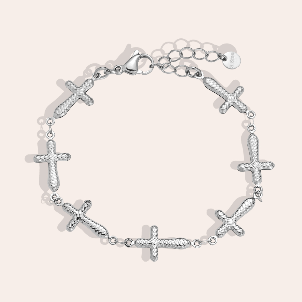 17cm Fine Cross Edelstahl Armband 