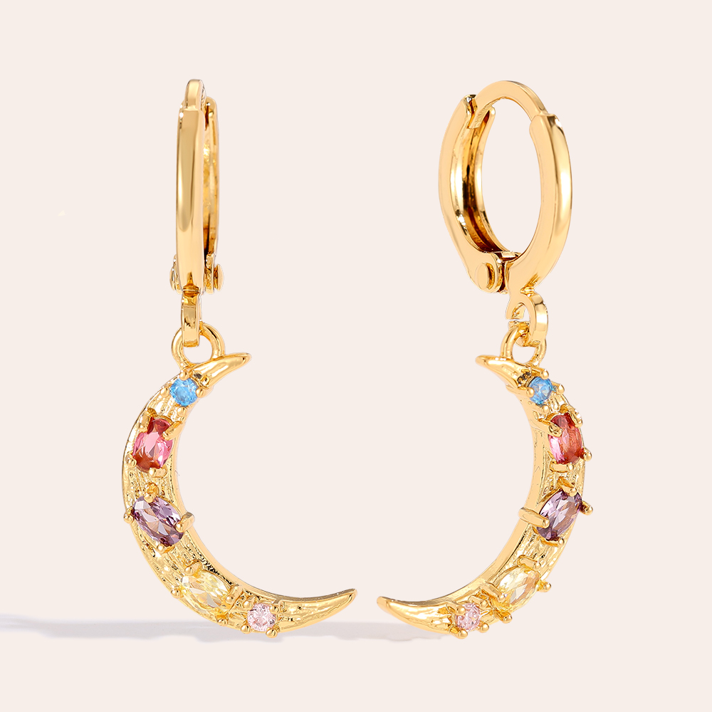 3cm Diamond Moon Vergoldete Ohrringe     