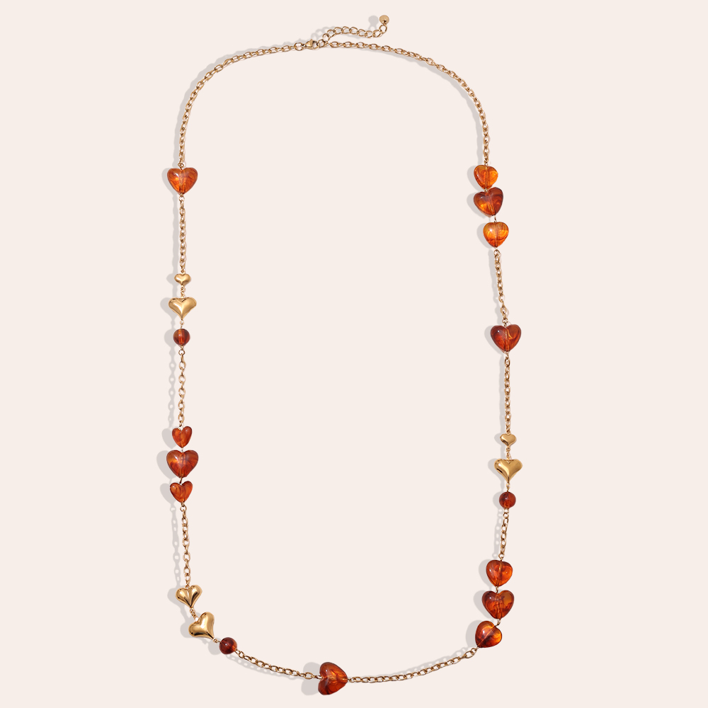 102cm Acrylic Hearts And Gold Hearts Edelstahl Halsketten  