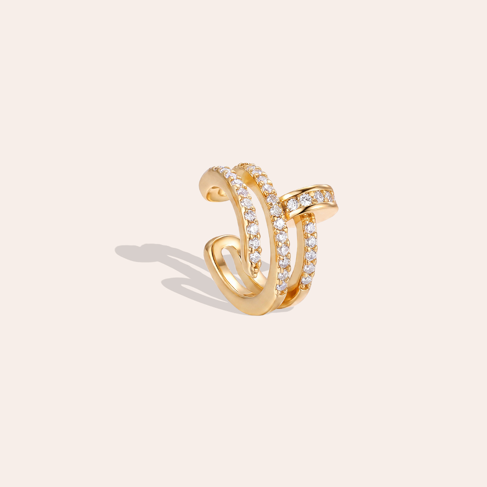 15mm Nagel Zirkonia Vergoldete Ear-cuffs