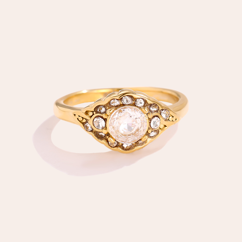 Vintage Look Diamond Edelstahl Ring   