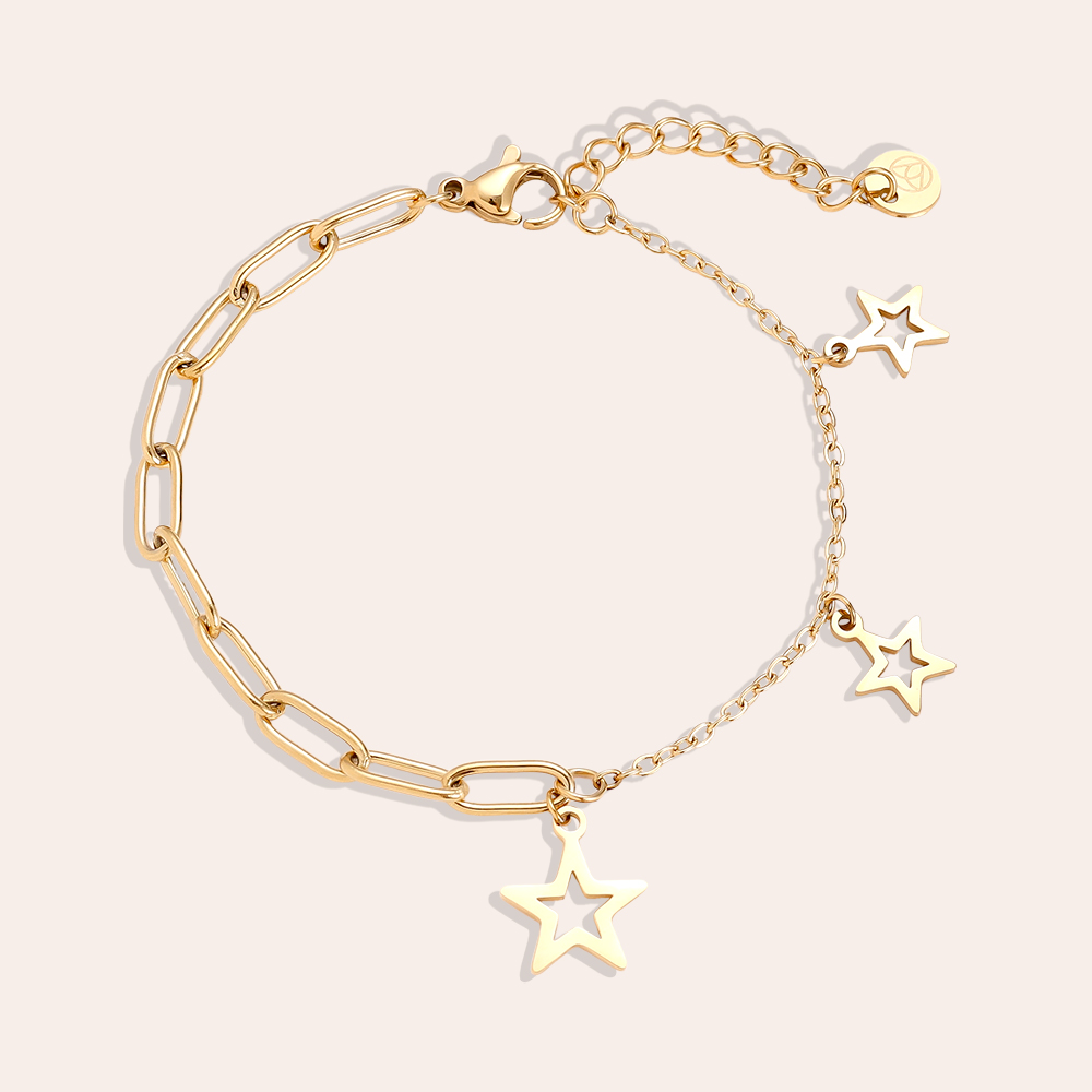 Edelstahl Armkette 16cm Hollow Stars