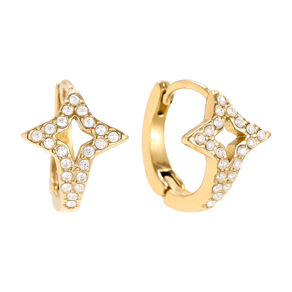 14mm Diamond Star Hoop Edelstahl Ohrringe       