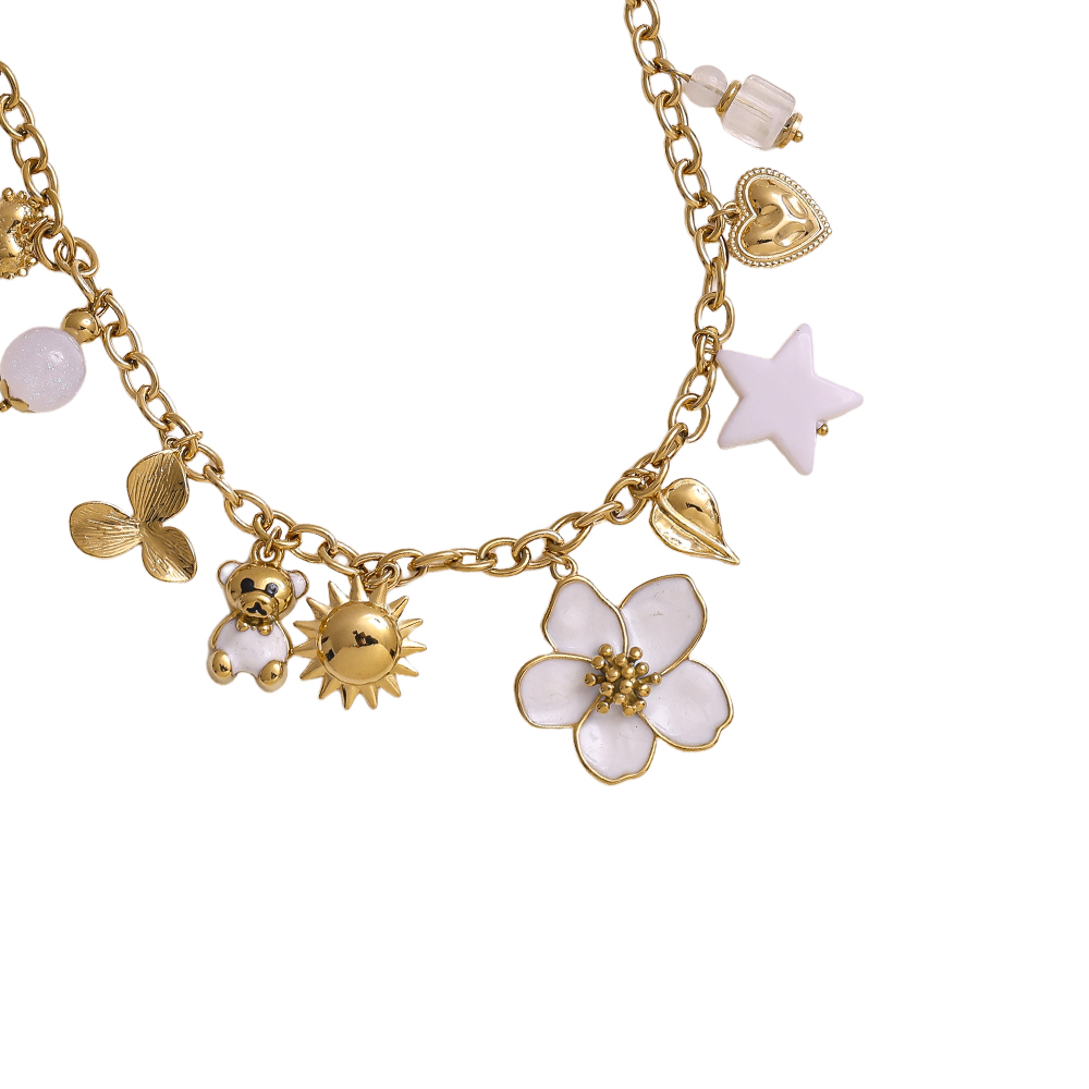 42cm Resin Blumen Sonne Anhänger Edelstahl Halskette