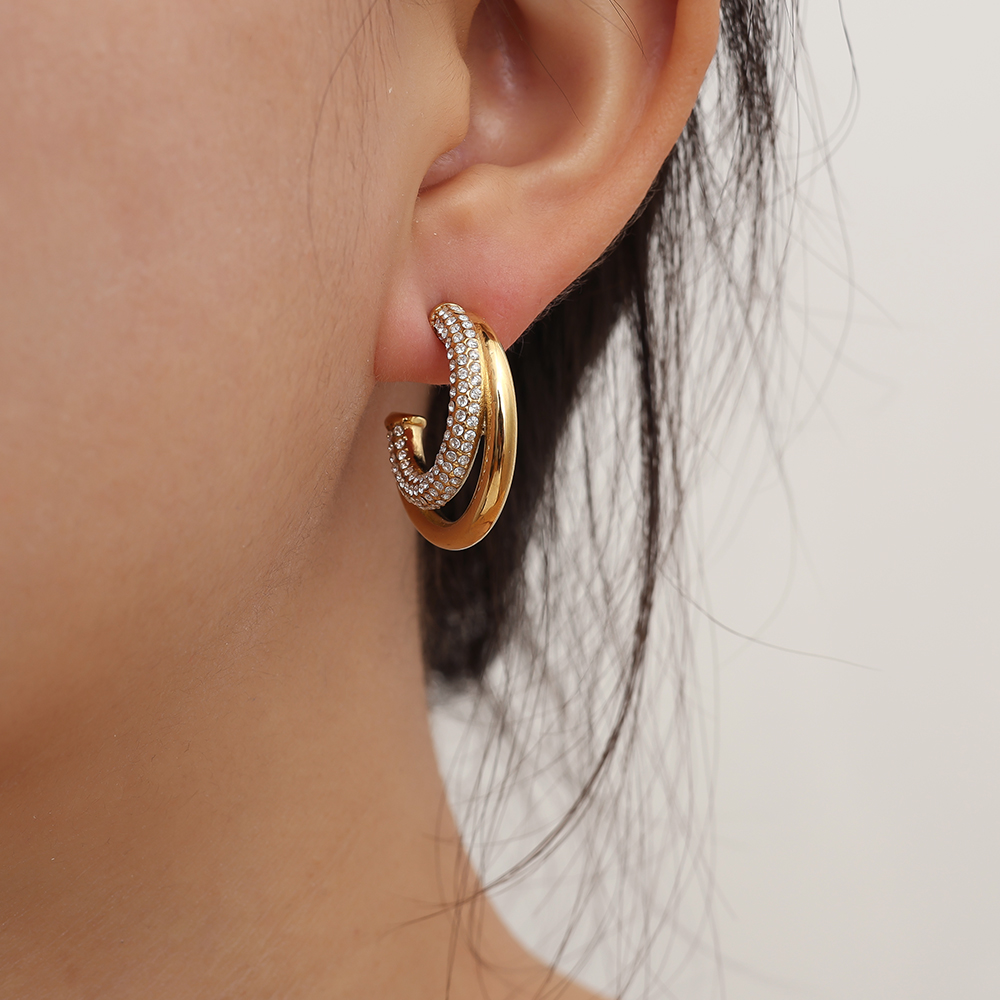 35mm Fine Diamond Hoop Edelstahl Ohrringe 