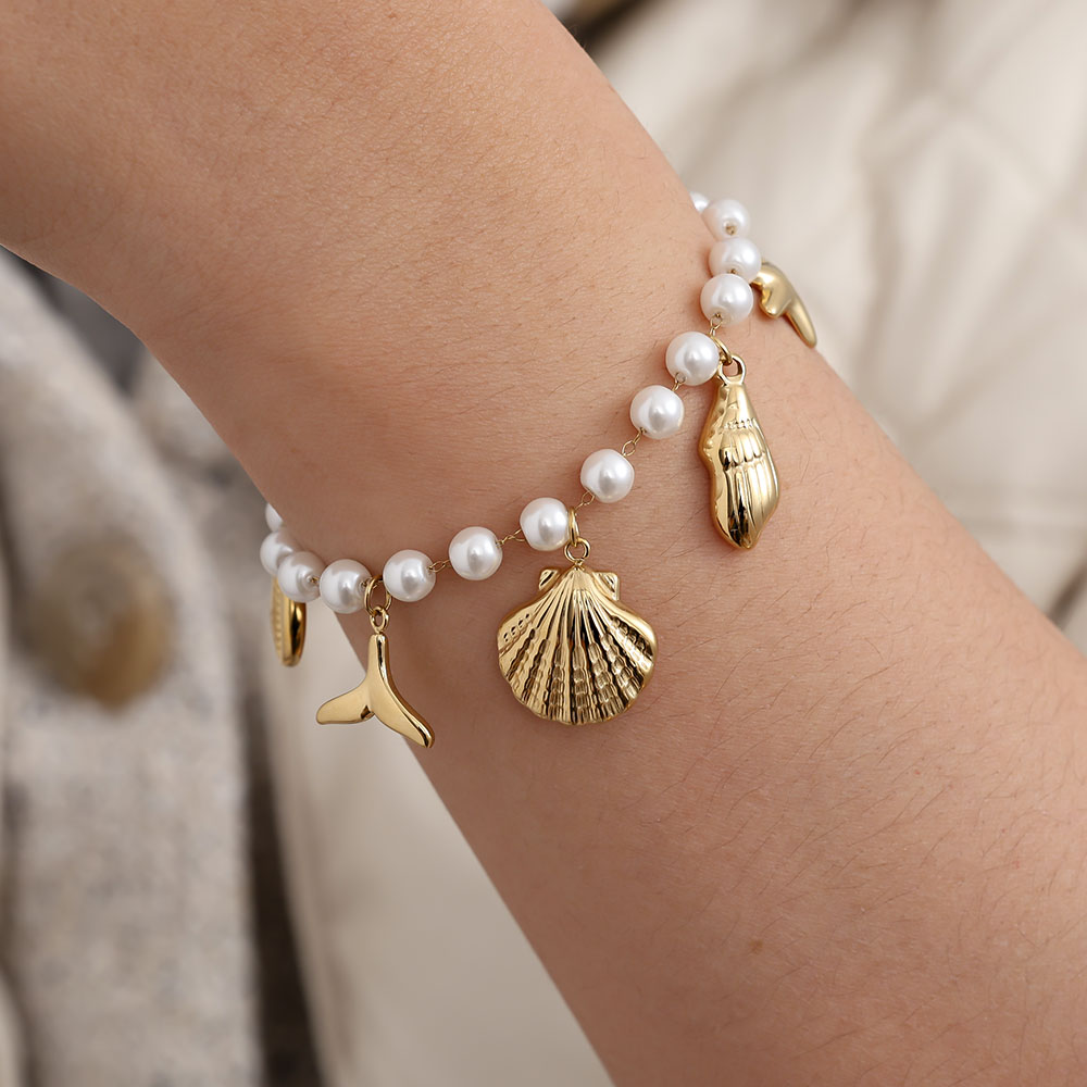 16cm Ocean And Pearl Chain Edelstahl Armkette  