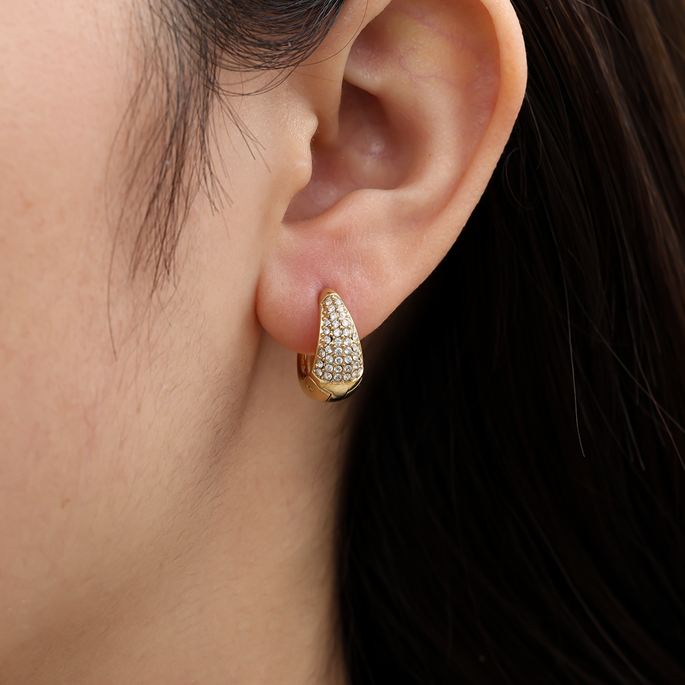 10mm Diamond Drop Hoop Edelstahl Ohrringe     