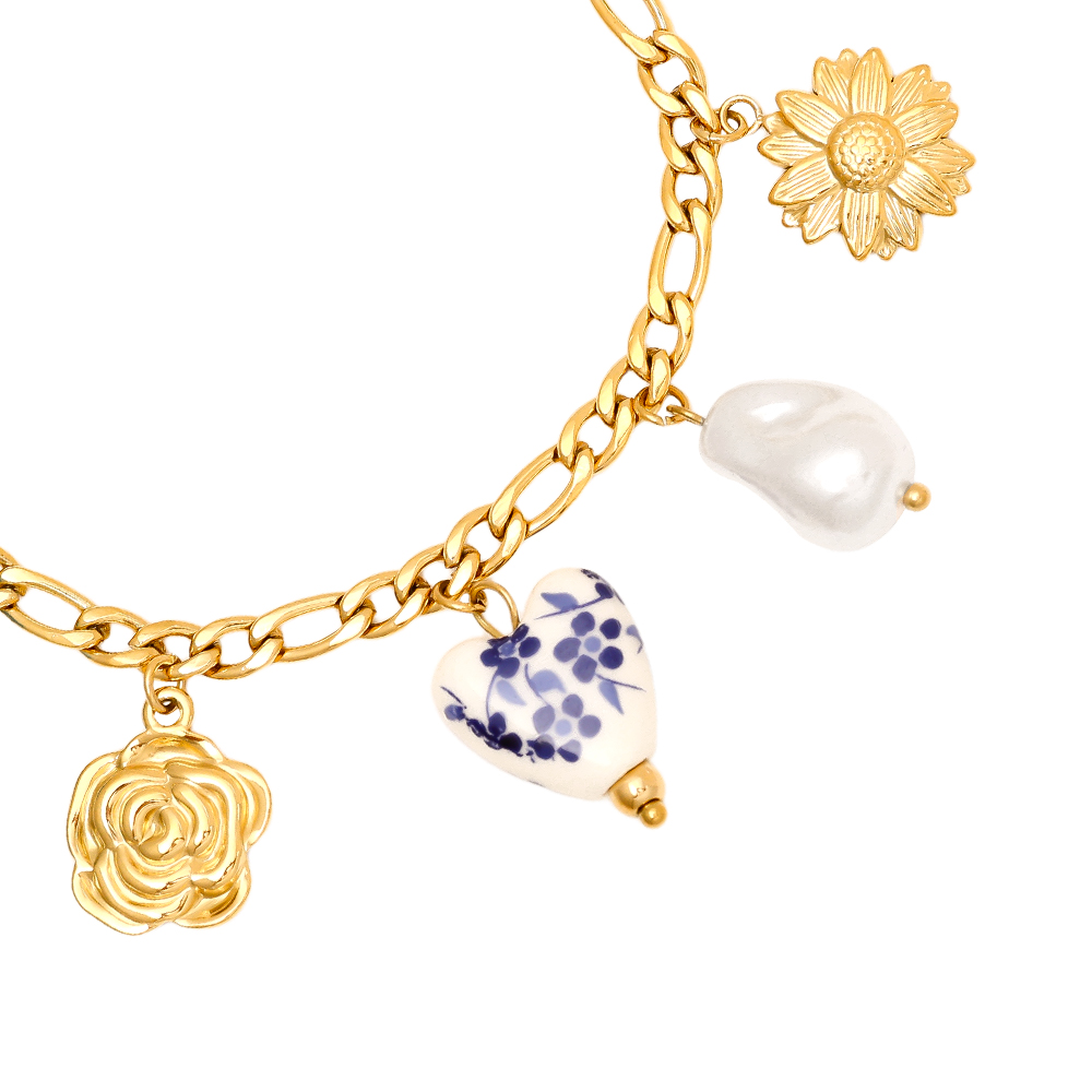17cm Fancy Charms Edelstahl Armkette  