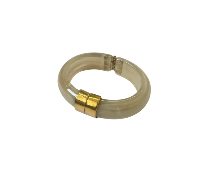 Round Chunky Resin Edelstahl Armreif  