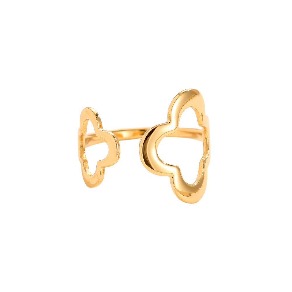 Two Clover Edelstahl Ring        