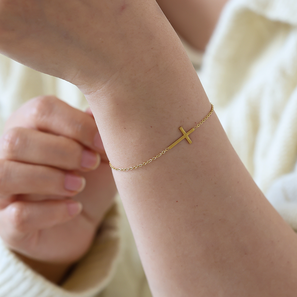 17cm Kreuz Edelstahl Armband