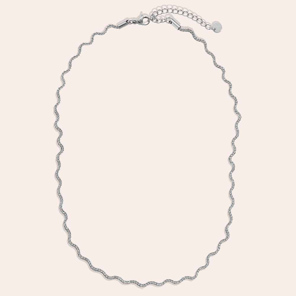 38cm Nice Wave Chain Edelstahl Halskette 