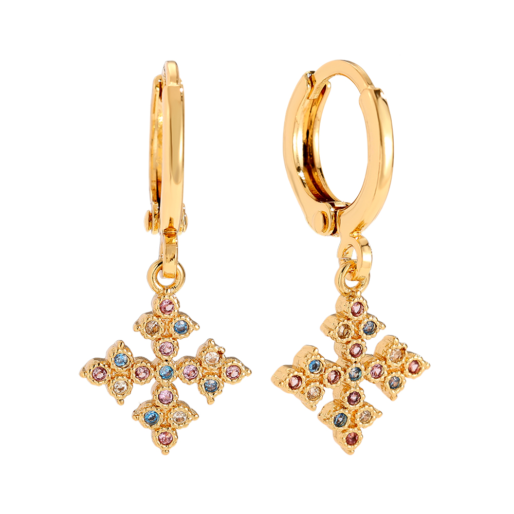 2.6cm Diamond Cross Vergoldete Ohrringe      