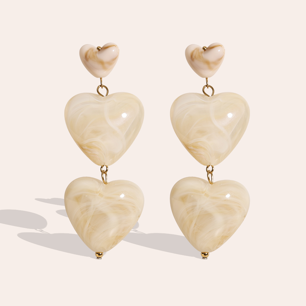 7cm Acrylic Three Hearts Edelstahl Ohrringe       