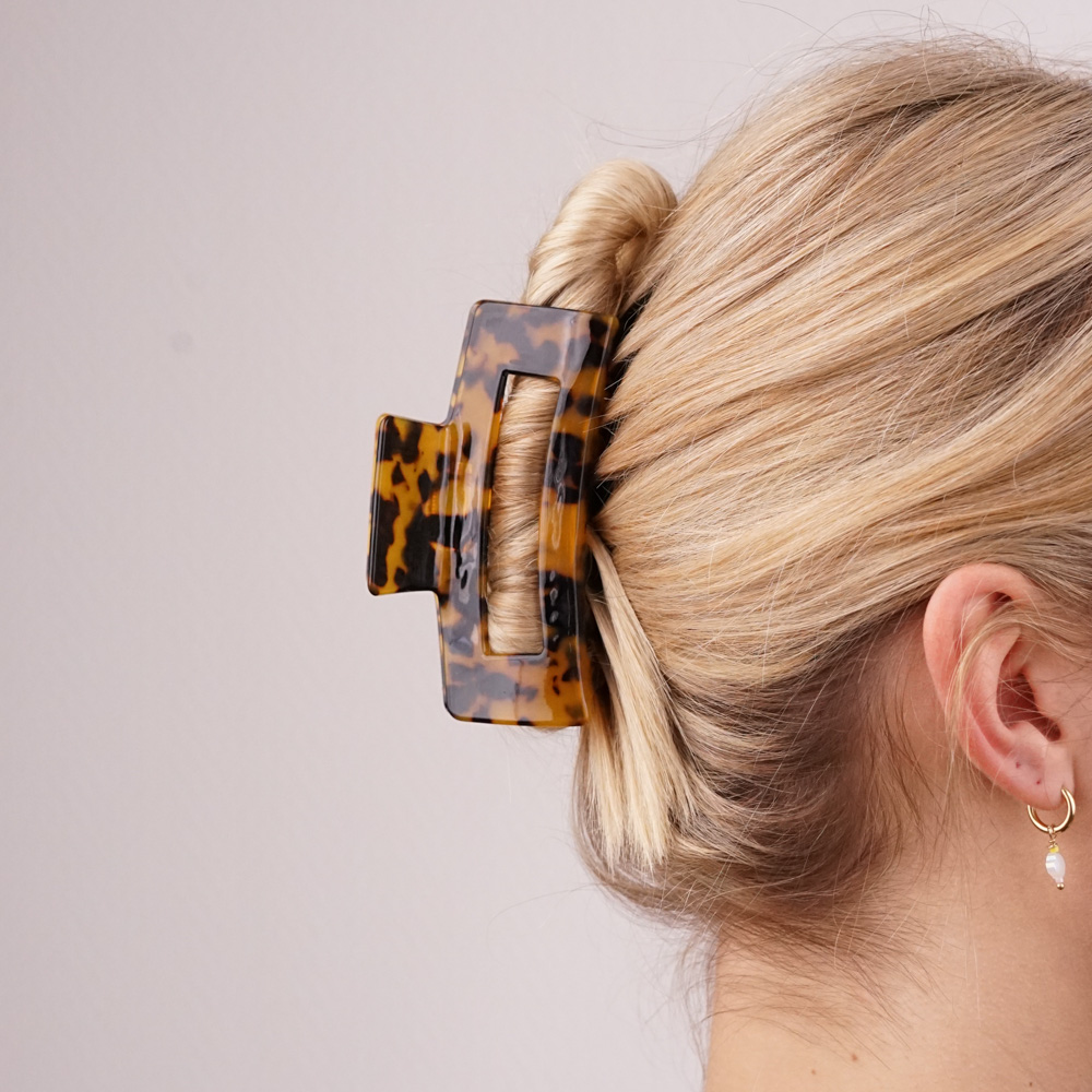 Smoky Light Leopard Acryl Square Haarklammer   